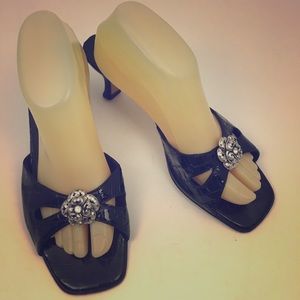 Brighton Tiara Black Croc w/Silver Embellishment